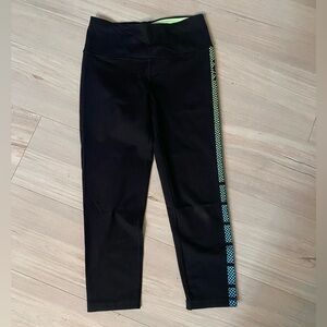 Victoria's Secret Black Leggings with Neon Green Accents